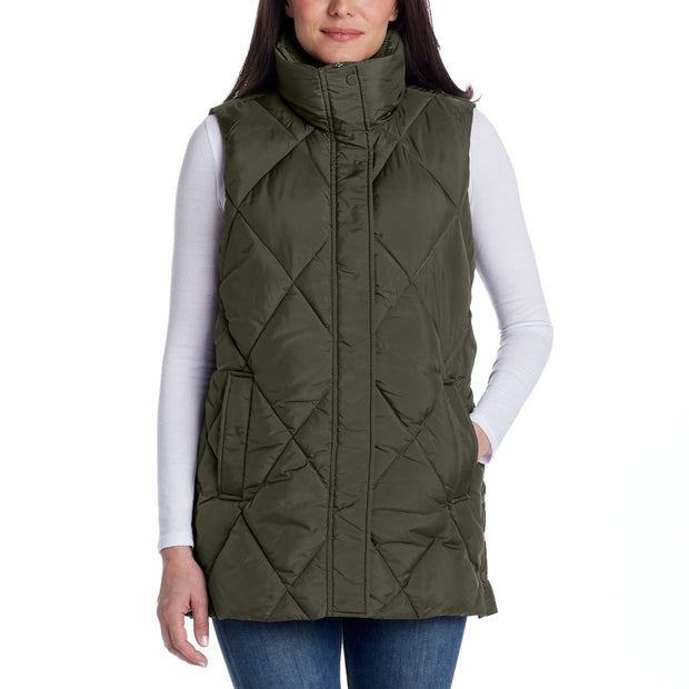 Weatherproof Women's Long Puffer Vest - Olive