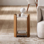 Loxley Rowe Bruna Side Table with Sintered Stone Top, Walnut Finish