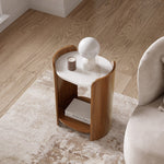 Loxley Rowe Bruna Side Table with Sintered Stone Top, Walnut Finish