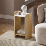 Loxley Rowe Bruna Side Table with Sintered Stone Top, Oak Finish