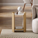 Loxley Rowe Bruna Side Table with Sintered Stone Top, Oak Finish