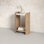Loxley Rowe Bruna Side Table with Sintered Stone Top, Oak Finish