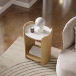 Loxley Rowe Bruna Side Table with Sintered Stone Top, Oak Finish