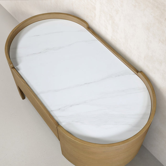 Loxley Rowe Bruna Coffee Table with Sintered Stone Top, Oak Finish