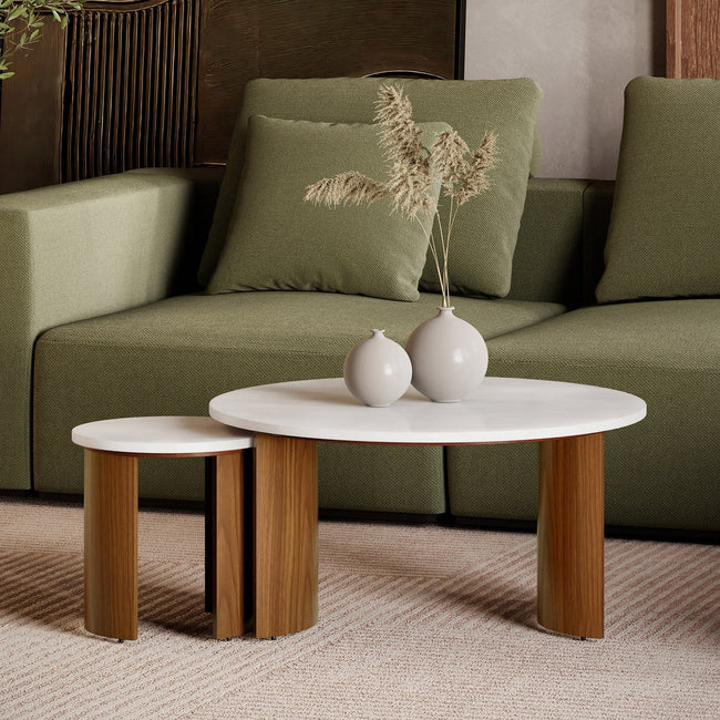Loxley Rowe Bruna Nesting Tables with White Quartz Top