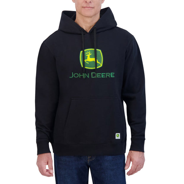 John Deere Men's Fleece Embroidered Hoodie - Black