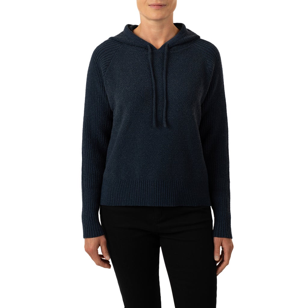 Kersh Women’s Knit Hooded Pullover Sweater - Navy