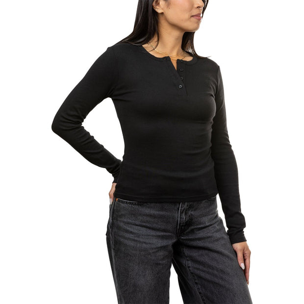 Calvin Klein Women's Long Sleeve Knit Henley - Black