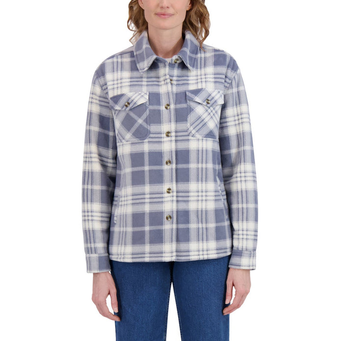 Sage Collective Women's Plush Shirt Jacket - Blue