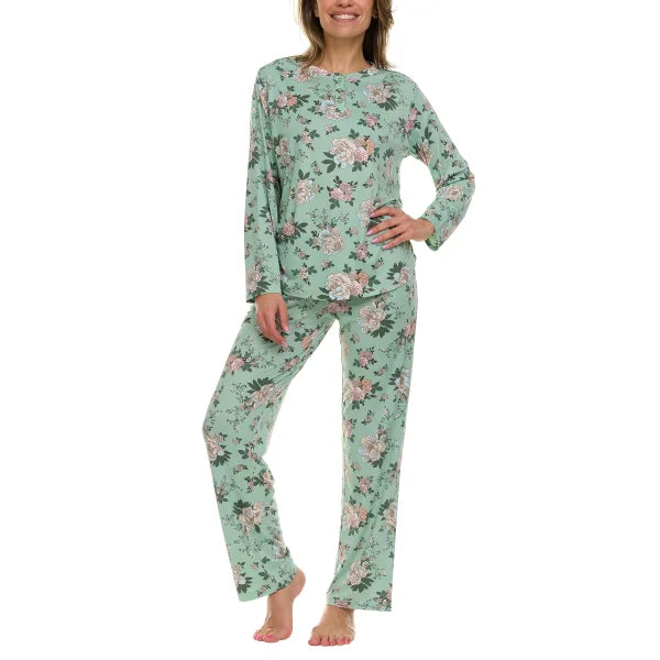 Flora Nikrooz Women'S Jessie Henley 2 Piece Pajama Set
