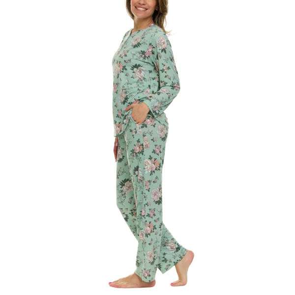 Flora Nikrooz Women'S Jessie Henley 2 Piece Pajama Set