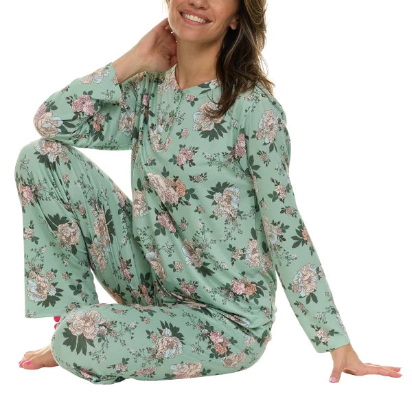 Flora Nikrooz Women'S Jessie Henley 2 Piece Pajama Set