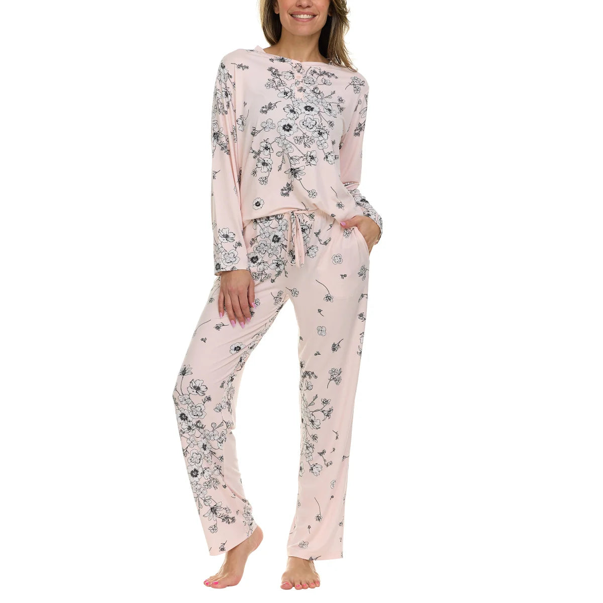 Flora Nikrooz Women'S Jessie Henley 2 Piece Pajama Set
