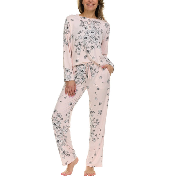 Flora Nikrooz Women'S Jessie Henley 2 Piece Pajama Set