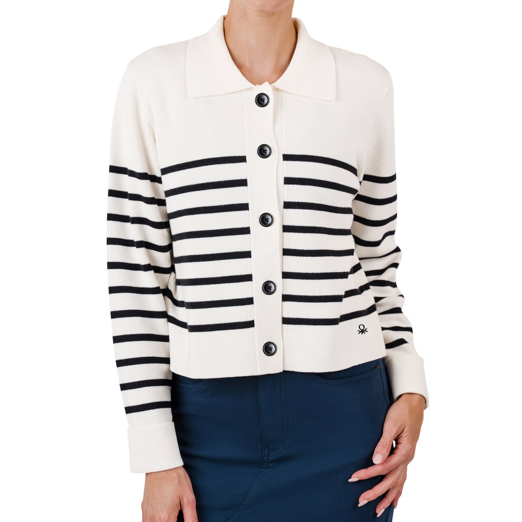United Colors of Benetton Women’s Striped Milano Button-Front Cardigan