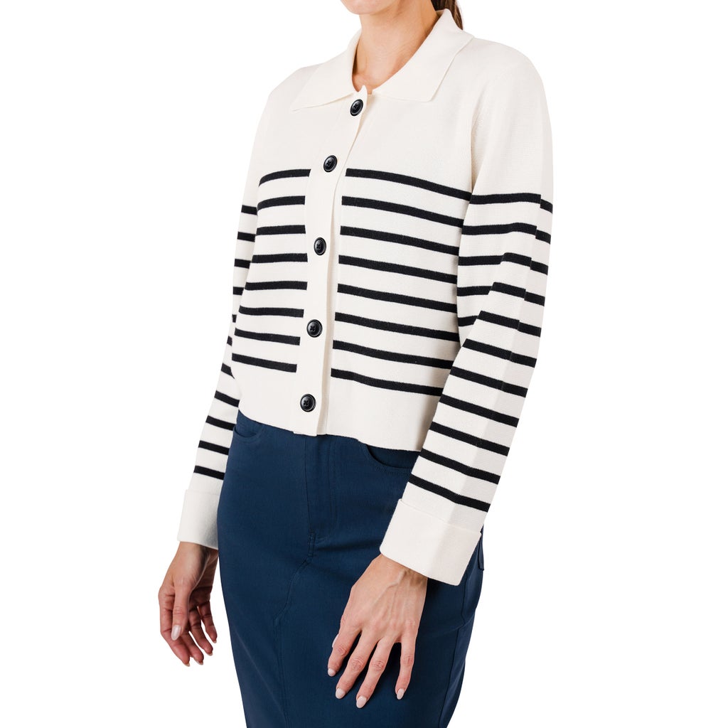 United Colors of Benetton Women’s Striped Milano Button-Front Cardigan