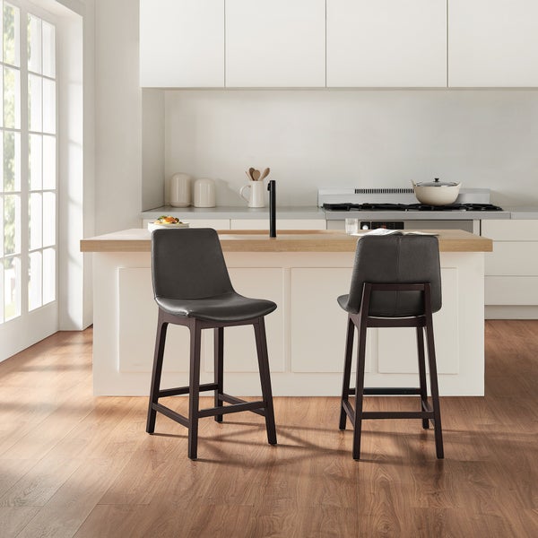 Aiden & Ivy Top-grain Leather Counter Stool, 2-pack