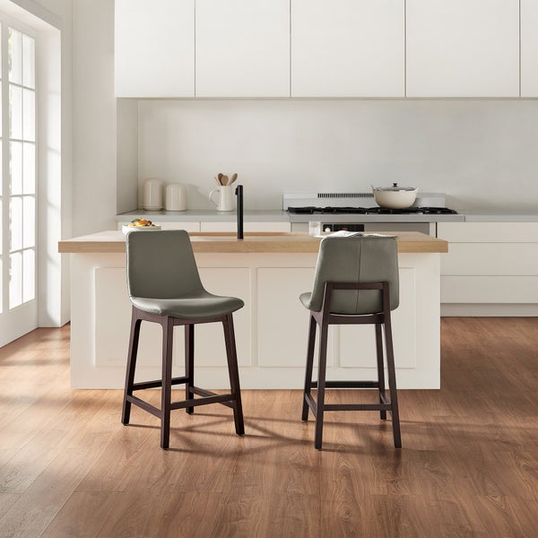Aiden & Ivy Top-grain Leather Counter Stool, 2-pack
