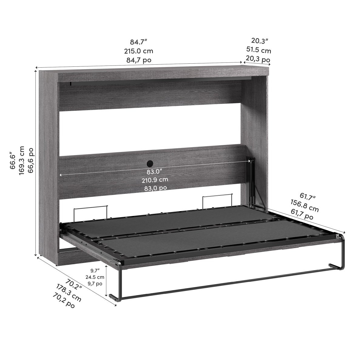 Bestar Oasis Premium Horizontal Queen Wall Bed