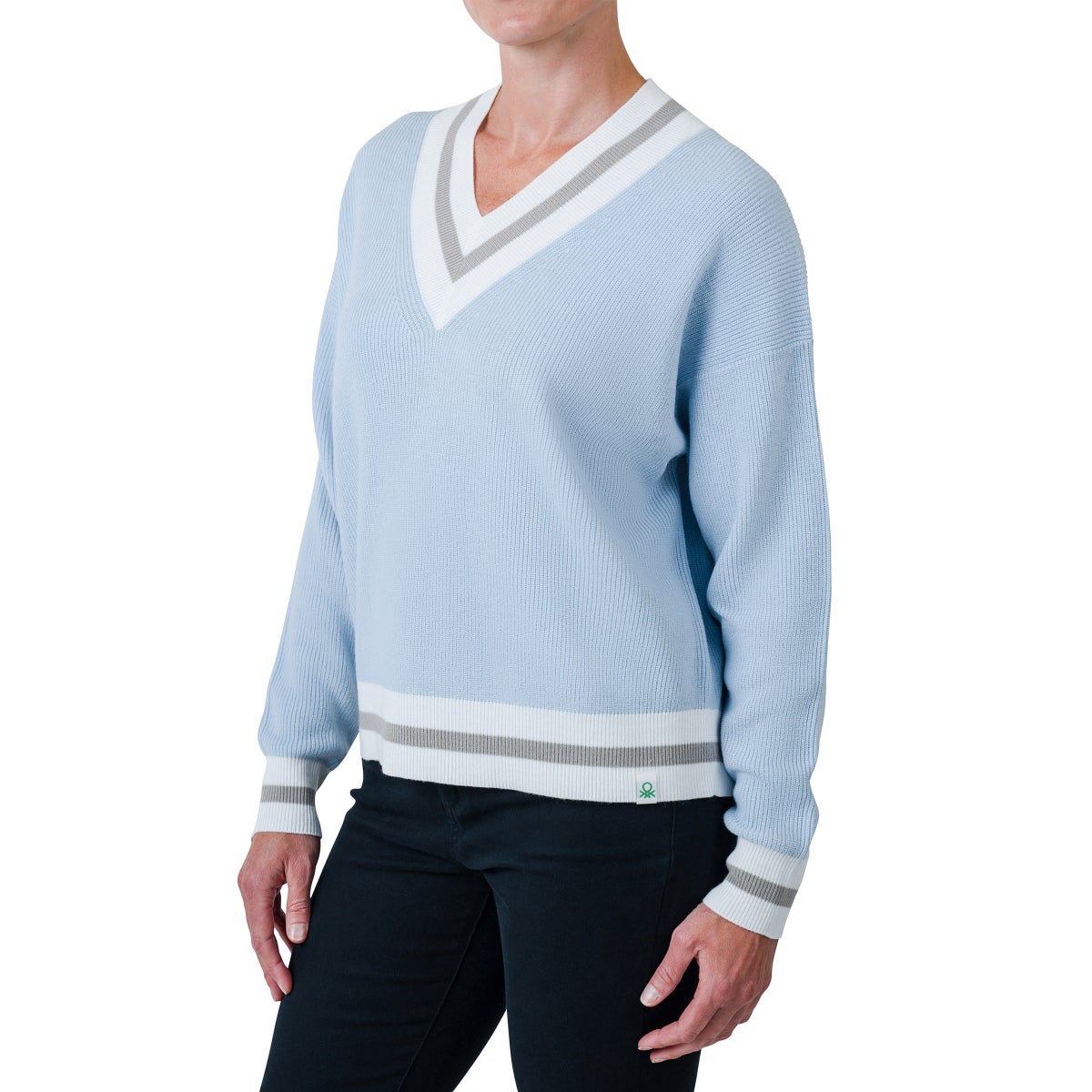 United Colors of Benetton Women’s Contrasting V-neck Sweater