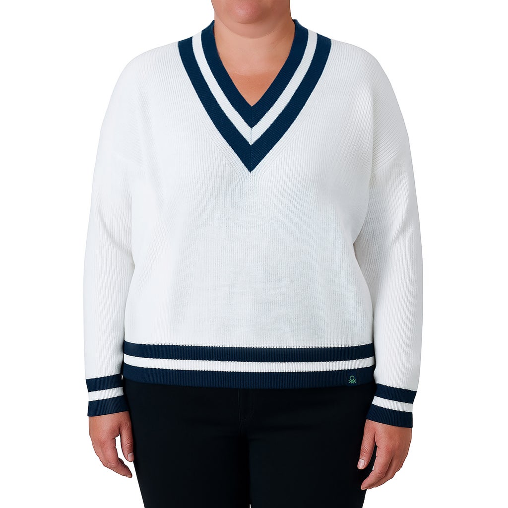United Colors of Benetton Women’s Contrasting V-neck Sweater