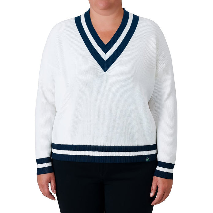 United Colors of Benetton Women’s Contrasting V-neck Sweater