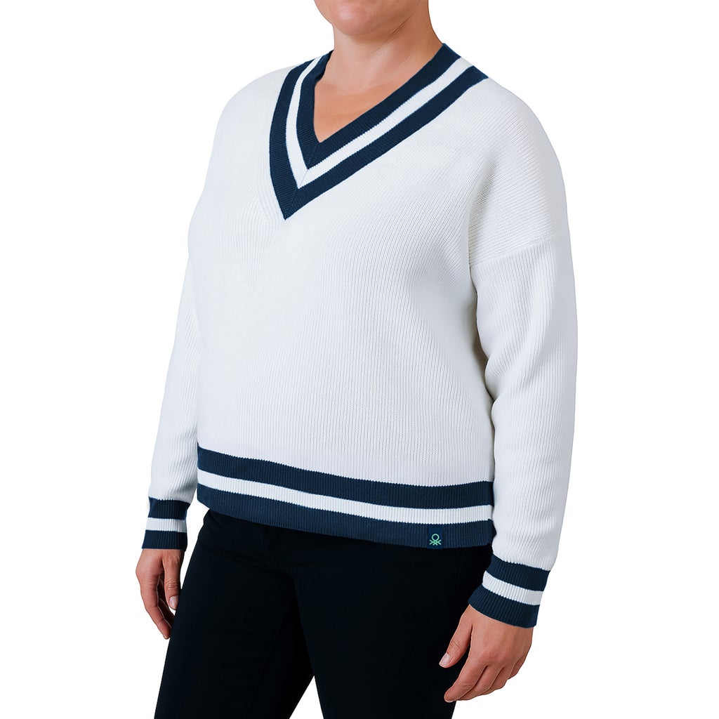 United Colors of Benetton Women’s Contrasting V-neck Sweater
