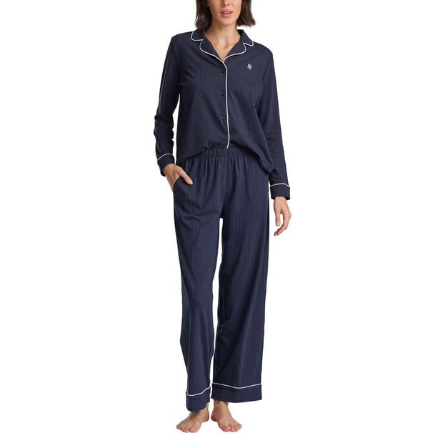 Tommy Hilfiger Women's Notch Collar Pajama Set, 2-piece - Navy