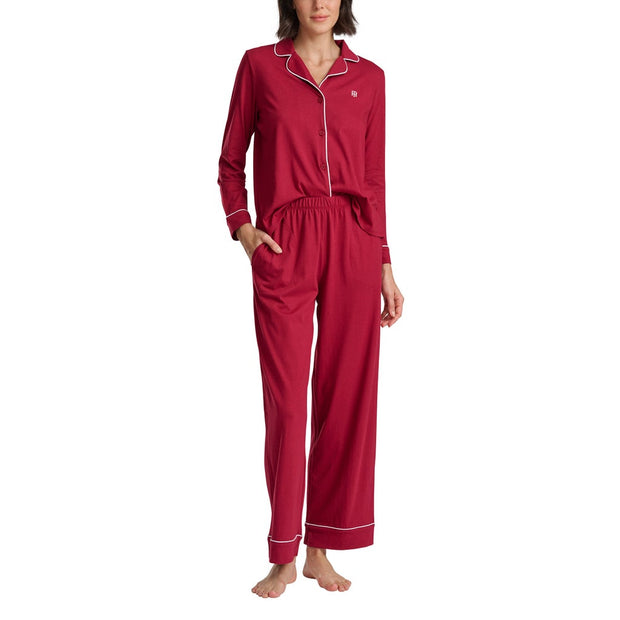Tommy Hilfiger Women's Notch Collar Pajama Set, 2-piece - Red