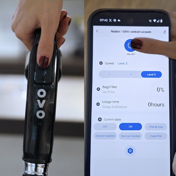 OVO Smart Central Vacuum 750AW control with/without a Smart Device or Voice Command