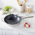 HENCKELS Paradigm Hybrid Ceramic Non-stick Tri-ply Clad Wok with Glass Lid, 30cm (12 in.)