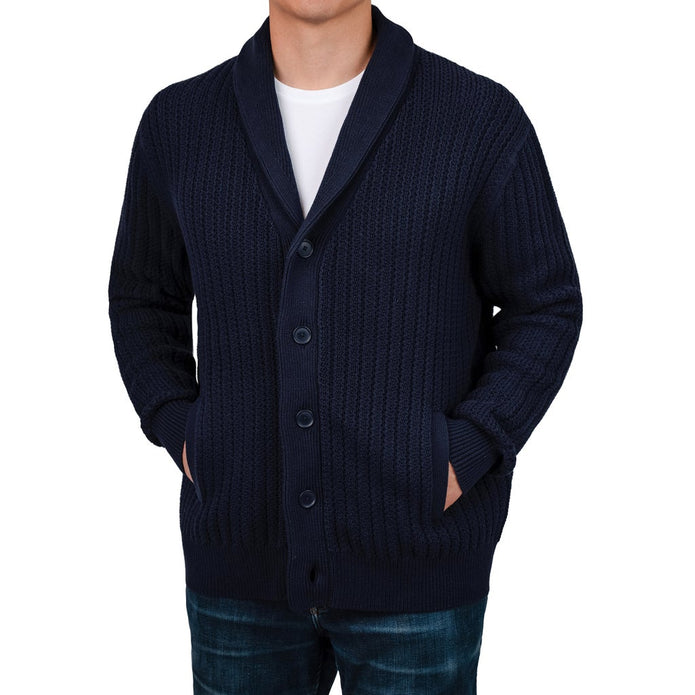 United Colors of Benneton - Men's Shawl Collar Knitted Cardigan - Blue