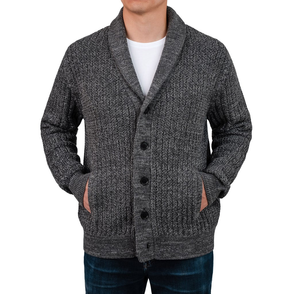 United Colors of Benneton - Men's Shawl Collar Knitted Cardigan - Grey