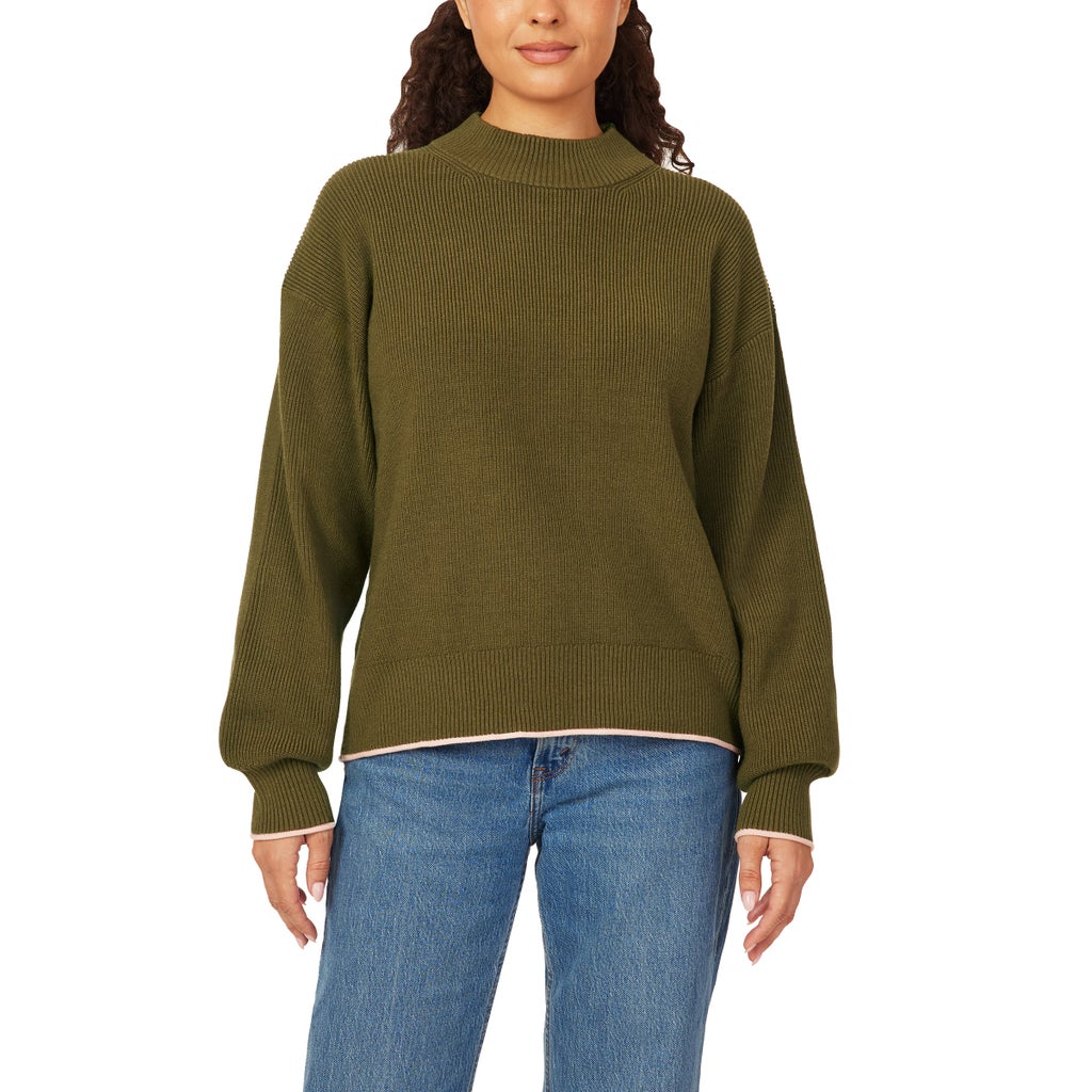 Scotch & Soda Women's Ribbed Mock Neck Pullover - Olive