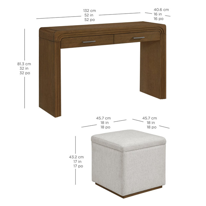 Mulberry Console Table with 2 Storage Ottomans
