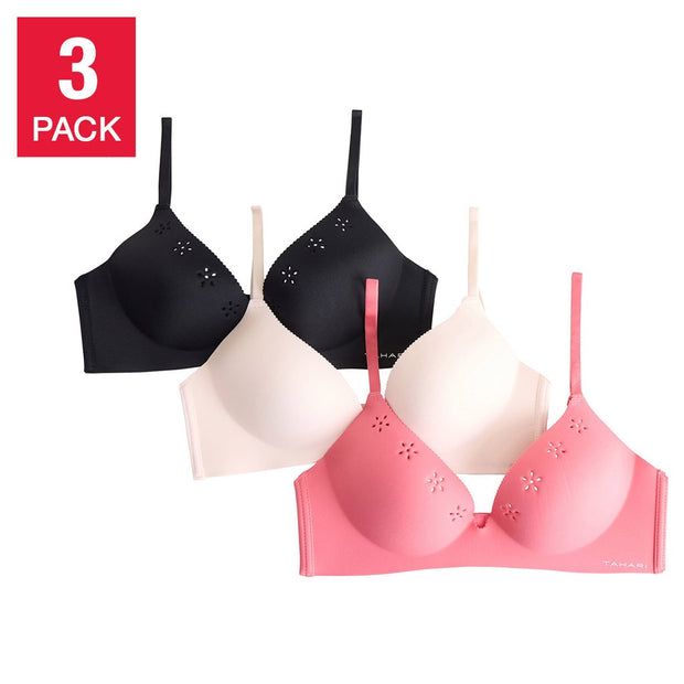 Tahari Women's Laser Cut Bra, 3-pack