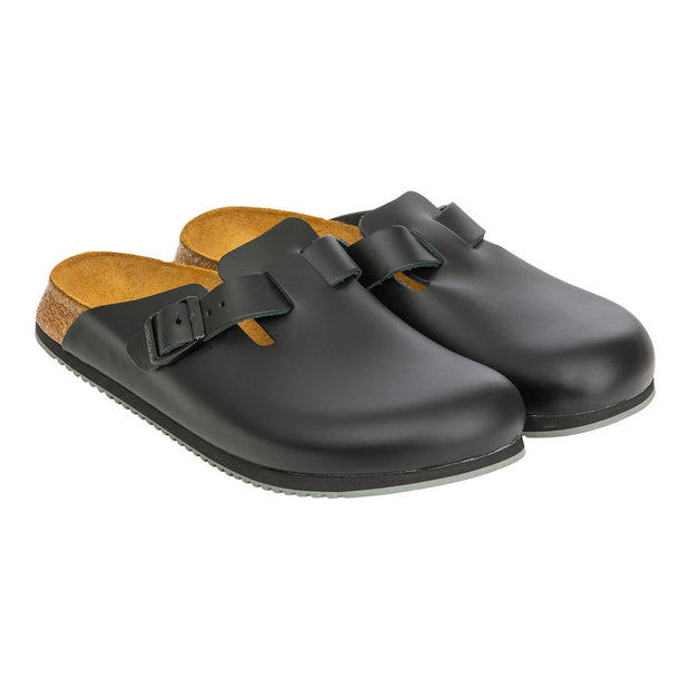 Birkenstock Boston Super Grip Leather Clog - Black