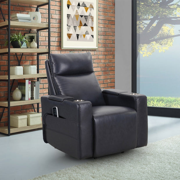 Sealy Logan – Black Top-grain Leather Power Reclining Lift Chair with Power Headrest and Active Lumbar