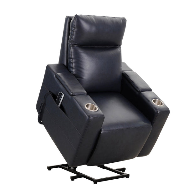 Sealy Logan – Black Top-grain Leather Power Reclining Lift Chair with Power Headrest and Active Lumbar