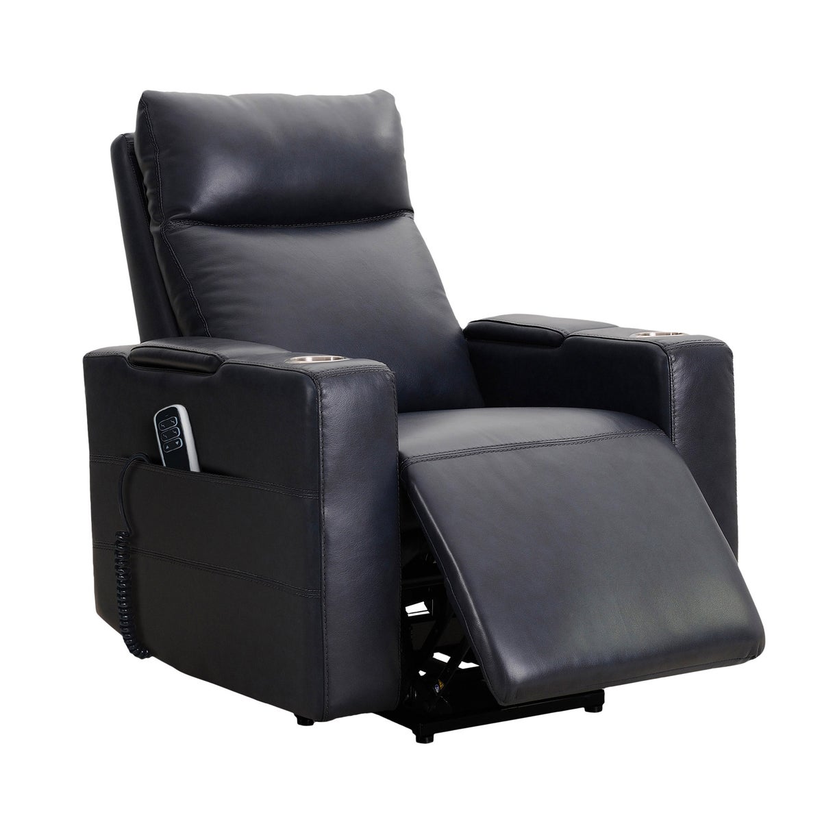 Sealy Logan – Black Top-grain Leather Power Reclining Lift Chair with Power Headrest and Active Lumbar