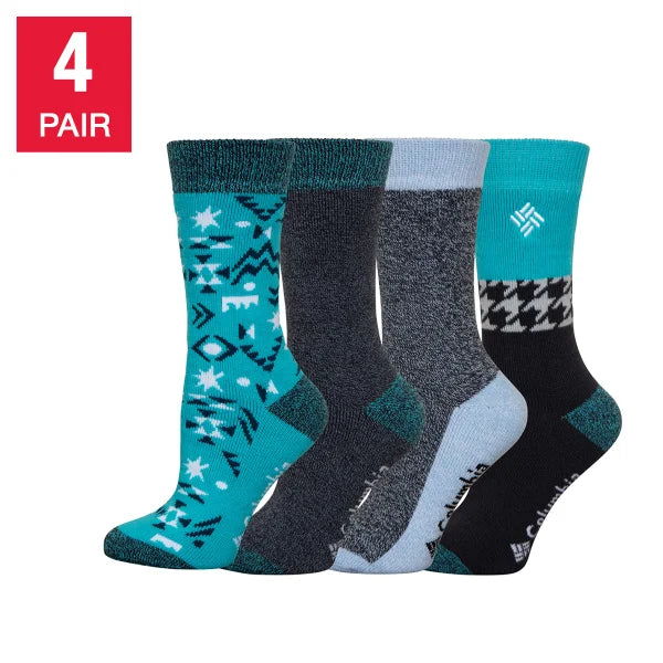 Columbia Women's Medium Weight Thermal Socks, 4-pairs