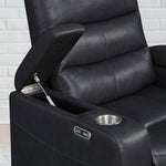 Ramsey Black Top-Grain Leather Home Theater Power Recliner