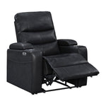 Ramsey Black Top-Grain Leather Home Theater Power Recliner