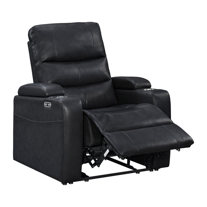 Ramsey Black Top-Grain Leather Home Theater Power Recliner