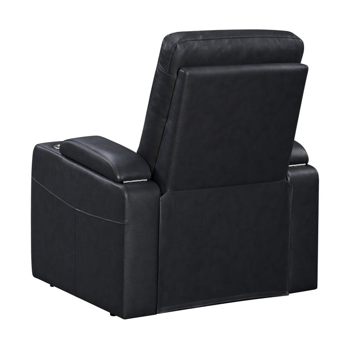 Ramsey Black Top-Grain Leather Home Theater Power Recliner