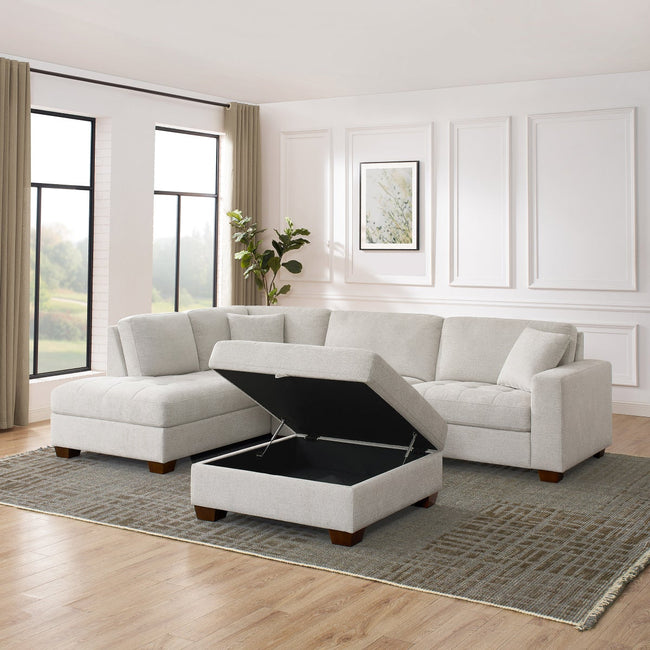 Thomasville Miles Left-hand Facing 3-piece Fabric Sectional with Storage Ottoman