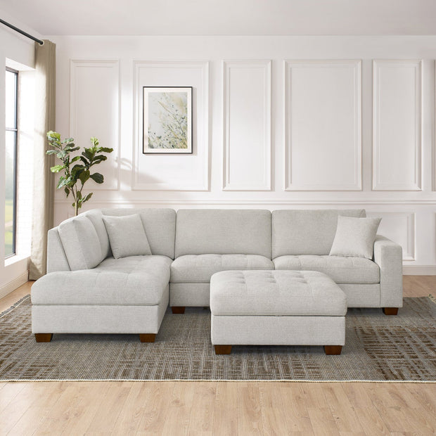 Thomasville Miles Left-hand Facing 3-piece Fabric Sectional with Storage Ottoman