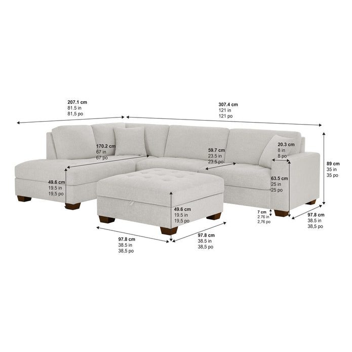 Thomasville Miles Left-hand Facing 3-piece Fabric Sectional with Storage Ottoman