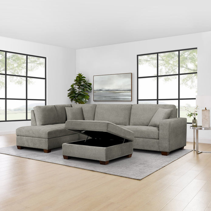 Thomasville Miles Left-hand Facing 3-piece Fabric Sectional with Storage Ottoman