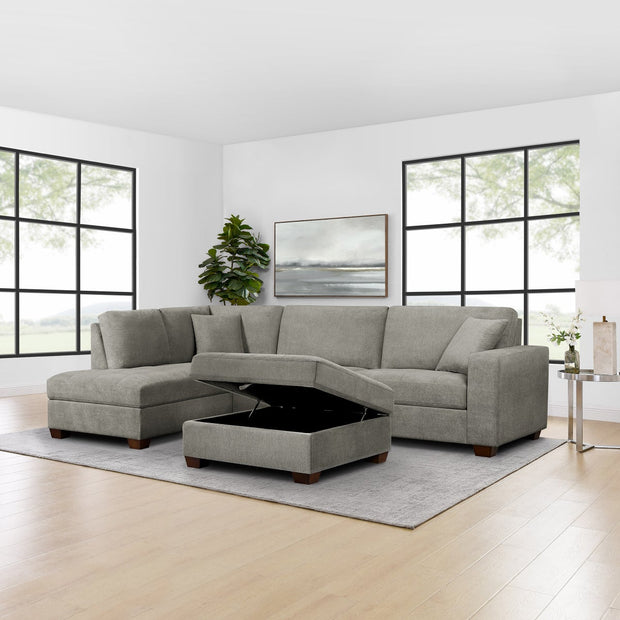 Thomasville Miles Left-hand Facing 3-piece Fabric Sectional with Storage Ottoman